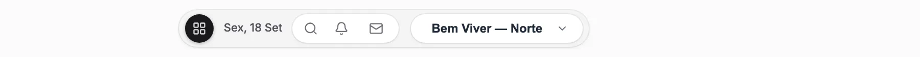 Barra do topo com o seletor de unidade mostrando Bem Viver — Norte