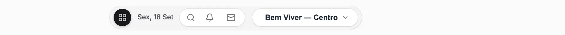 Barra do topo com o seletor de unidade mostrando Bem Viver — Centro
